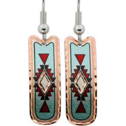 Blue Rectangular Native Copper Earrings