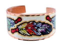 Colorful Feather Art Copper Rings