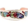 Handcrafted Copper Bracelets with Colorful Feather Artwork