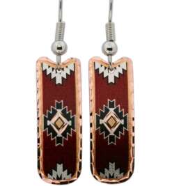 Maroon Color Rectangular Native Earrings