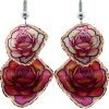 Red and Pink Roses Dangle Earrings