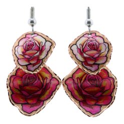 Handmade Rose Jewelry, Amazing Red and Pink Roses Earrings