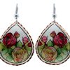 Red and Yellow Roses Teardrop Earrings