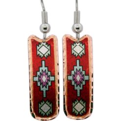 Unique Earrings in Red Color Native Artwork
