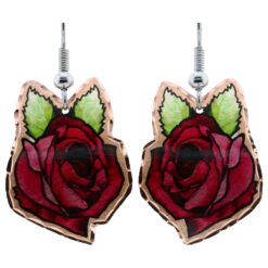 Red Rose Earrings, Handmade Rose Jewelry