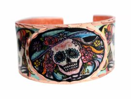 Colorful Day of the Dead Skull Copper Ring