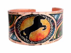 Colorful Rearing Horse Copper Ring
