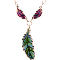 Colorful Copper Feather Necklaces