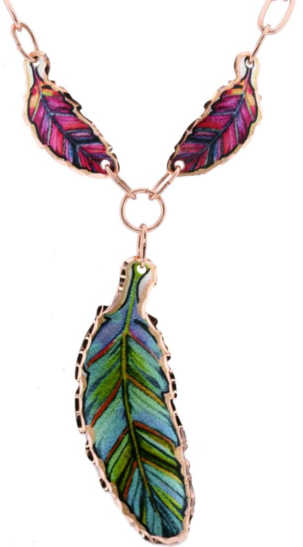 Handmade Copper Feather Necklaces