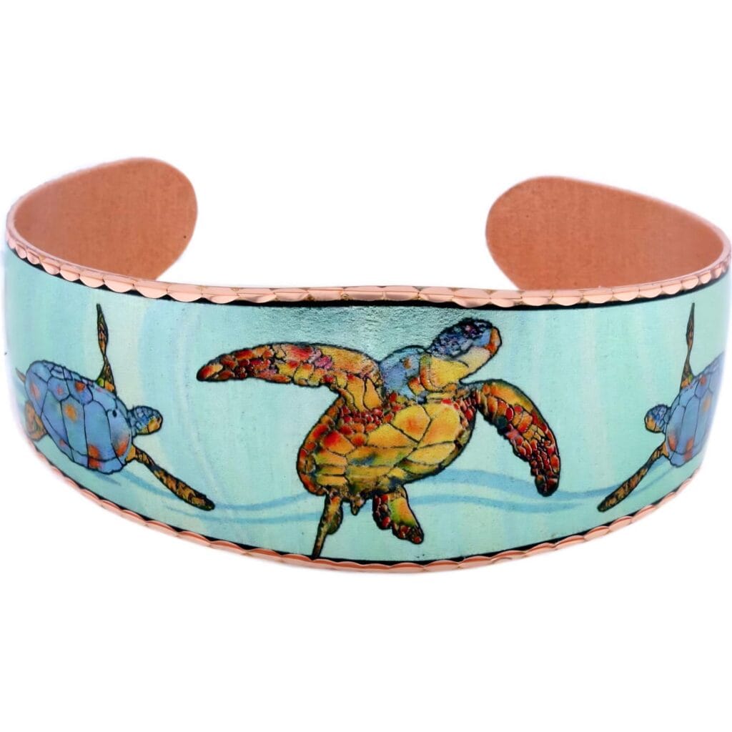 Authentic Copper Jewelry, Colorful Sea Turtle Bracelets