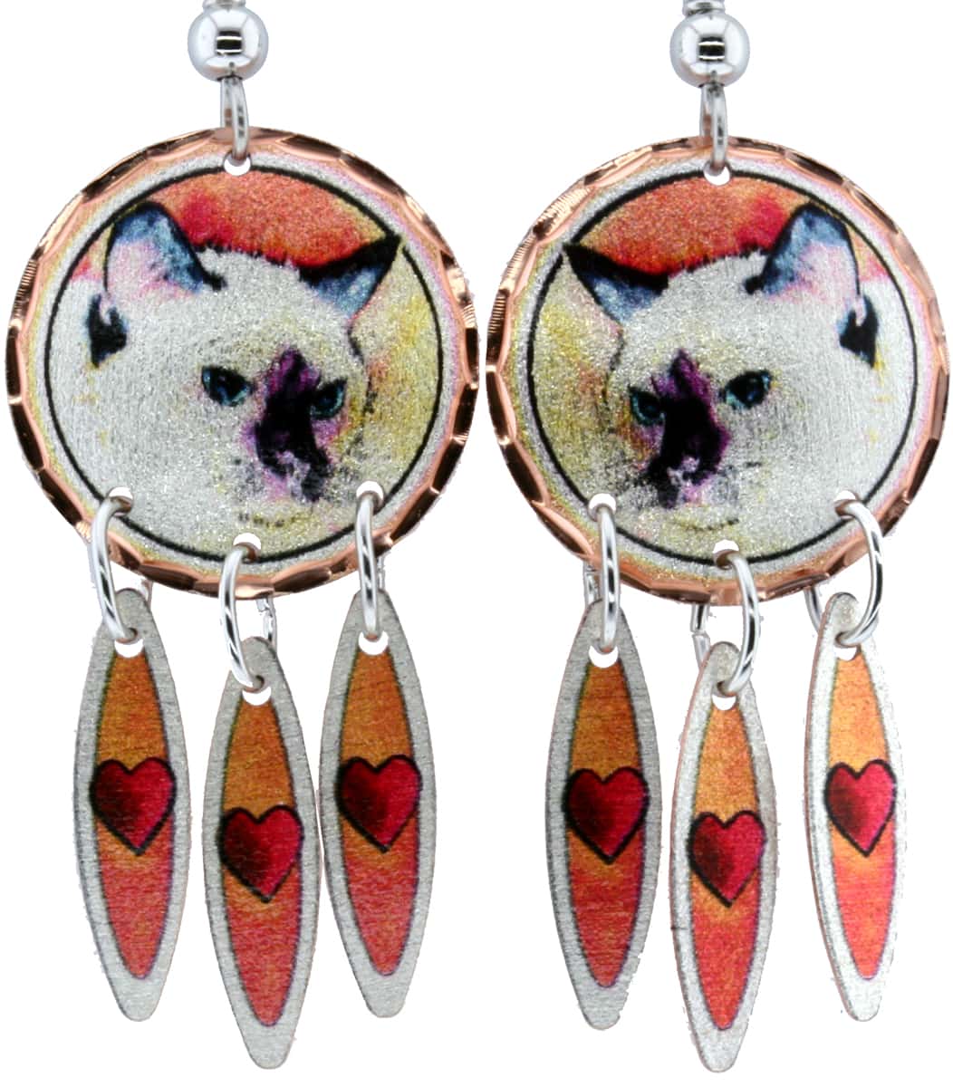 Siamese Cat Dangle Earrings Siamese Cat Dangle Earrings