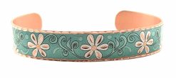 Turquoise Blue Background Narrow Flower Bracelets