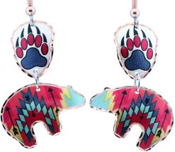Colorful SW Native Bear Dangle Earrings