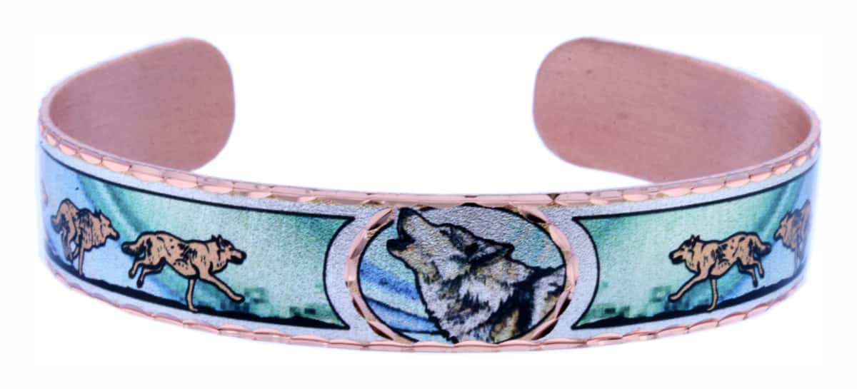 Howling Wolf Copper Cuff Bracelet