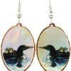 Loon Earrings Printed on Shell