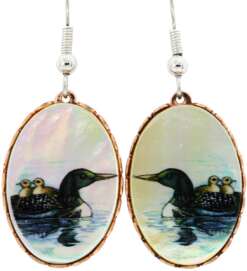 Loon Earrings Printed on Shell