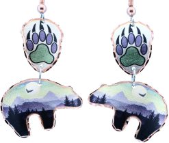 Bear Earrings with Dangle Bear Paw