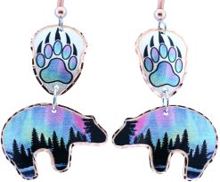 Bear & Bear Paw Dangle Earrings