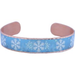 Shimmering Blue Background Snowflake Bracelet
