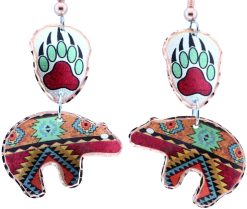 SW Native Bear & Bear Paw Dangle Earrings
