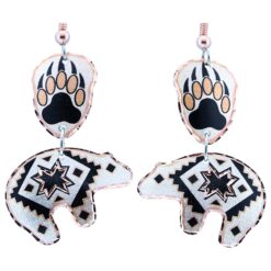 Dangle SW Native Indian Bear Paw & Bear Earrings