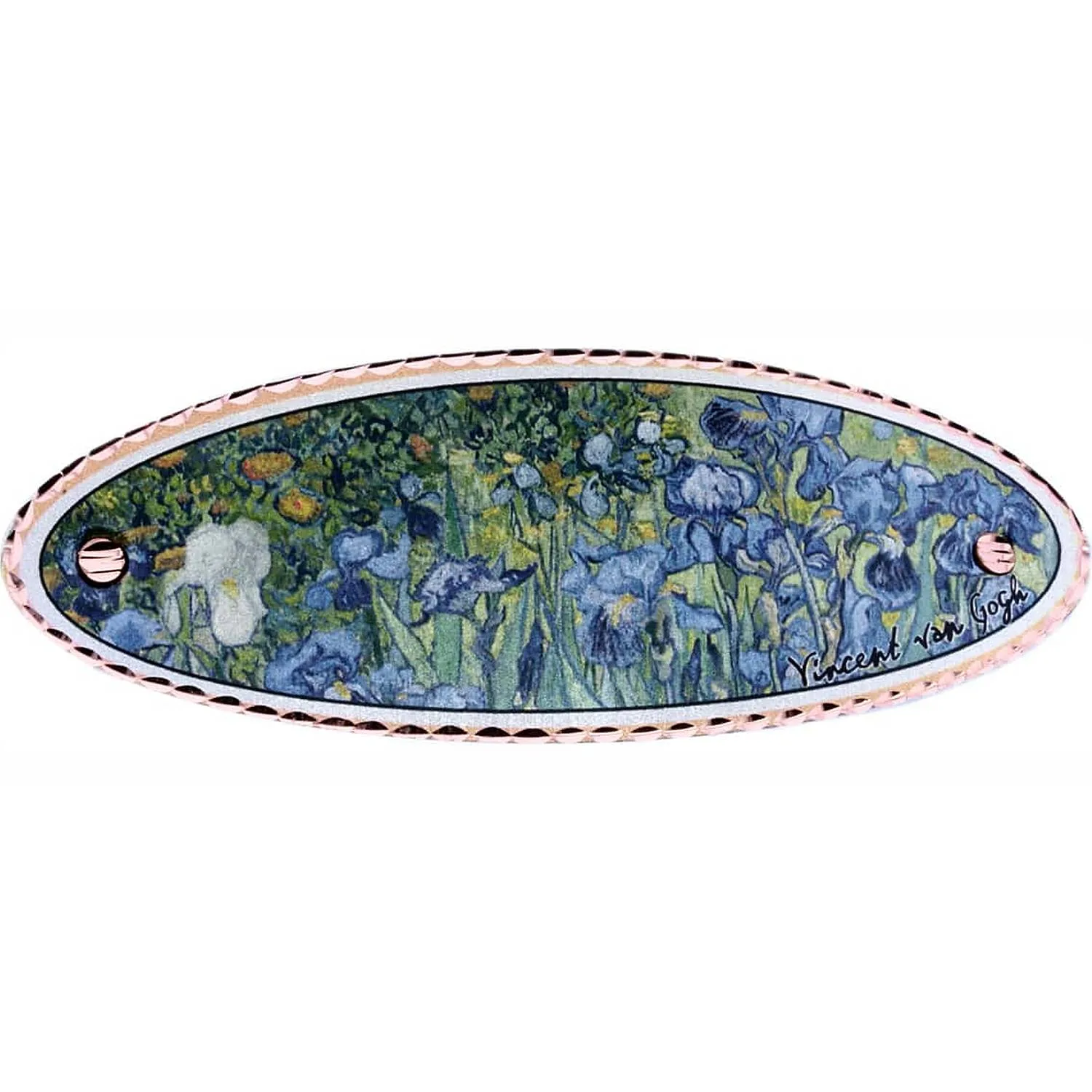 Handmade Van Gogh Irises Flower Copper Hair Clip Barrette