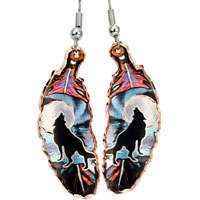 Colorful Feather Copper Earrings