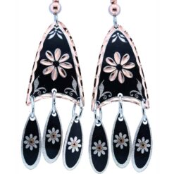 Handmade Copper Dangle Flower Earrings
