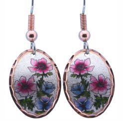 Pink & Blue Geranium Flowers Earrings