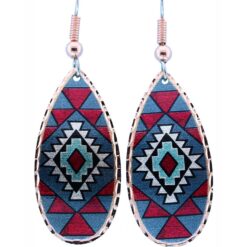 Burgundy and Dark Blue Native Earrings