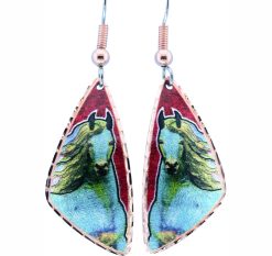 Triangle Colorful Horse Earrings