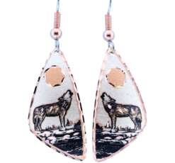 Triangle Howling Wolf Copper Earrings