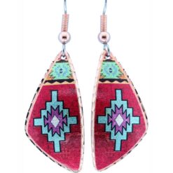 Triangle Red & Turquoise Native American Earrings