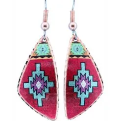 Triangle Red & Turquoise Native American Earrings