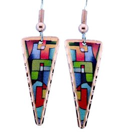 Abstract Art Colorful Copper Earrings