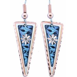 Triangle copper flower earrings