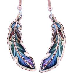 Colorful Copper Feather Earrings