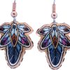 Colorful Cut Out Copper Feather Earrings