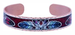 Colorful Feather Copper Cuff Bracelets