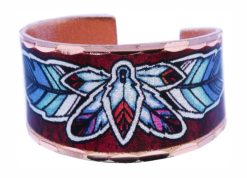 Colorful Feather Art Copper Rings
