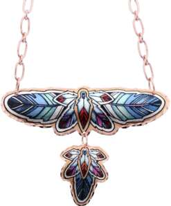 Copper Colorful Feather Art Necklaces