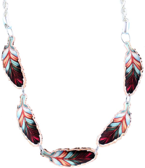 Copper Colorful Feather Choker Necklace