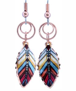Copper Feather Wire Dangle Earrings