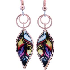 Colorful Copper Feather Earrings