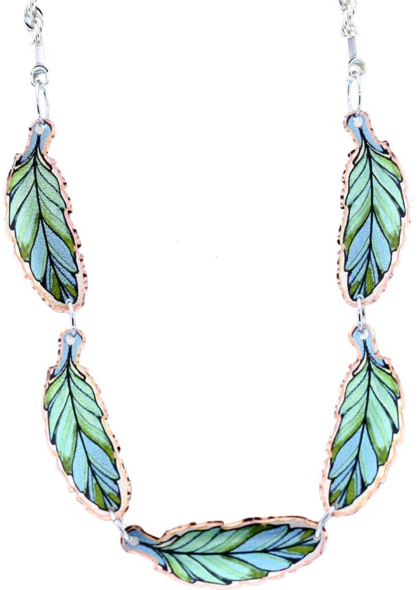 Copper Green Feather Choker Necklace