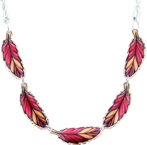 Copper Red Feather Choker Necklace