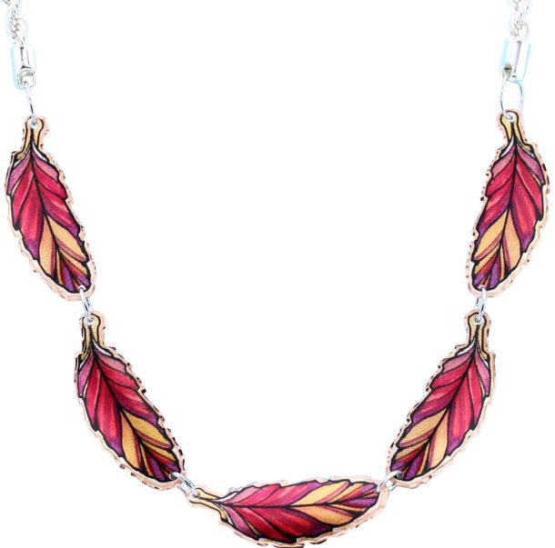 Copper Red Feather Choker Necklace