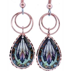 Copper Earrings Designed by Lynn Bean in Colorful Feather Artwork