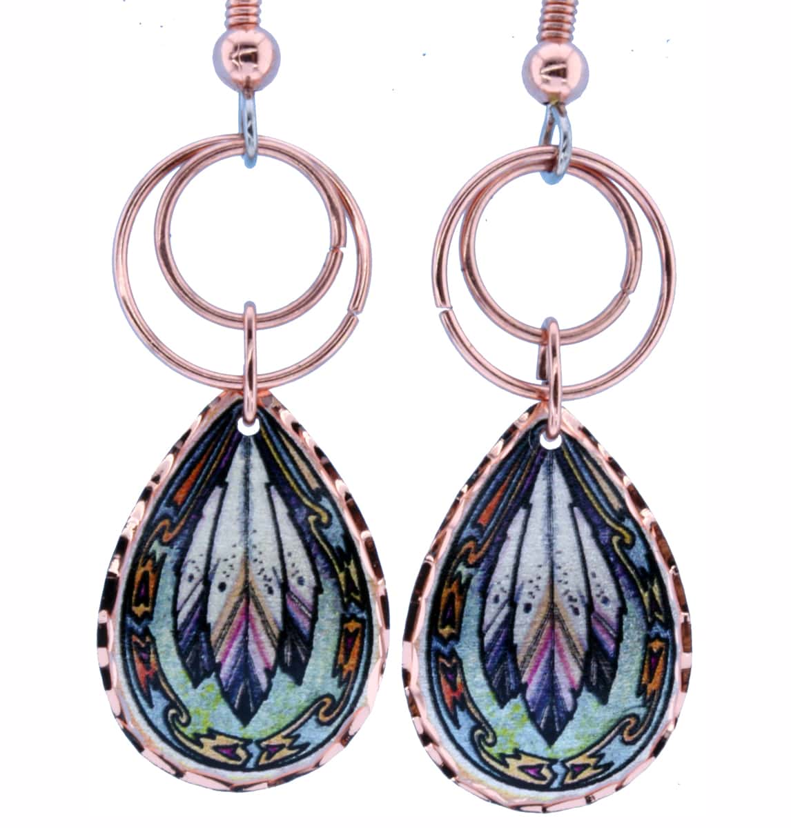 Wire Copper Feather Artwork Earrings Wire Copper Feather Artwork Earrings