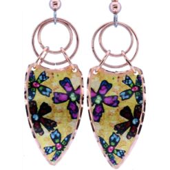 Colorful copper flower earrings